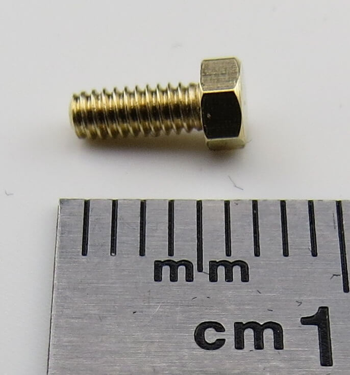 6-Kant-Modellschraube M2,0x5 Messing SW 3,0mm Kopfhöhe 1,5