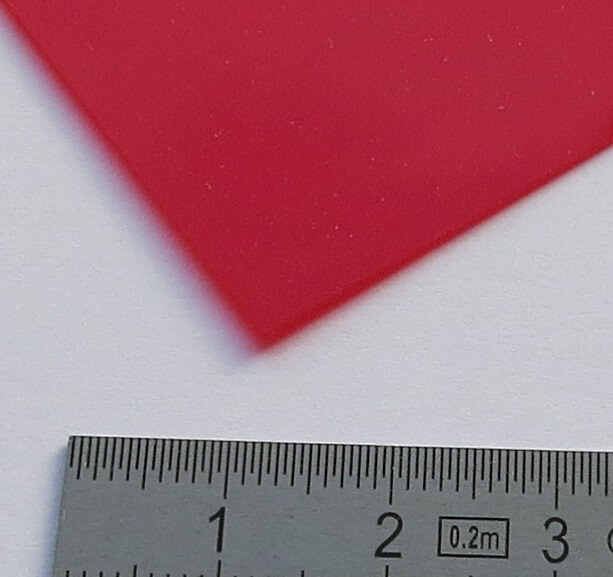 PVC-Platte transparent rot gefärbt 0,23mm dick, ca.328x427