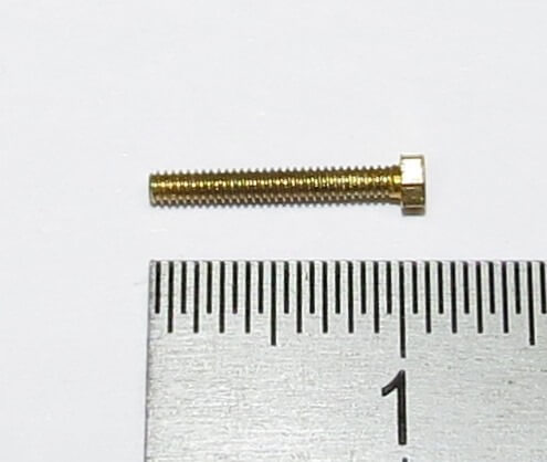 6-Kant-Modellschraube M1,4x10 Messing. SW 2,0mm Kopfhö.1,0  