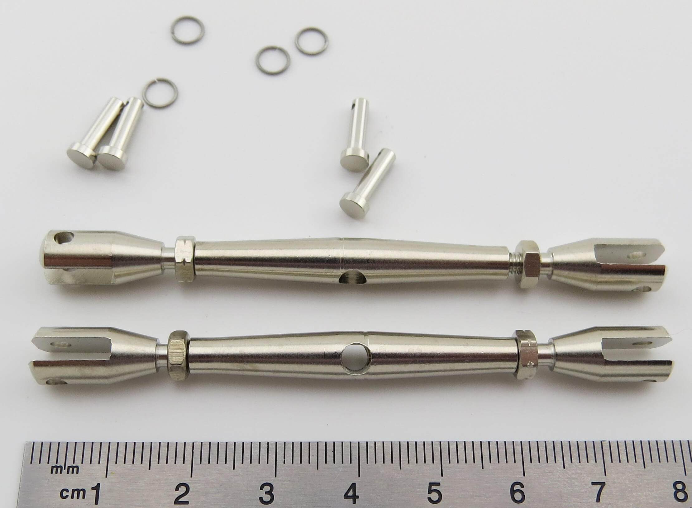 Wantenspanner 40mm M3 MS vernickelt Gabelschraube mit