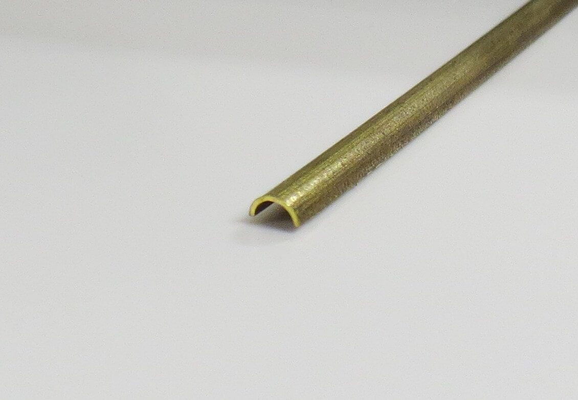Halbrundrohr-Messing 1,0x0,5mm, 1mtr.  CuZN37 - CW508L