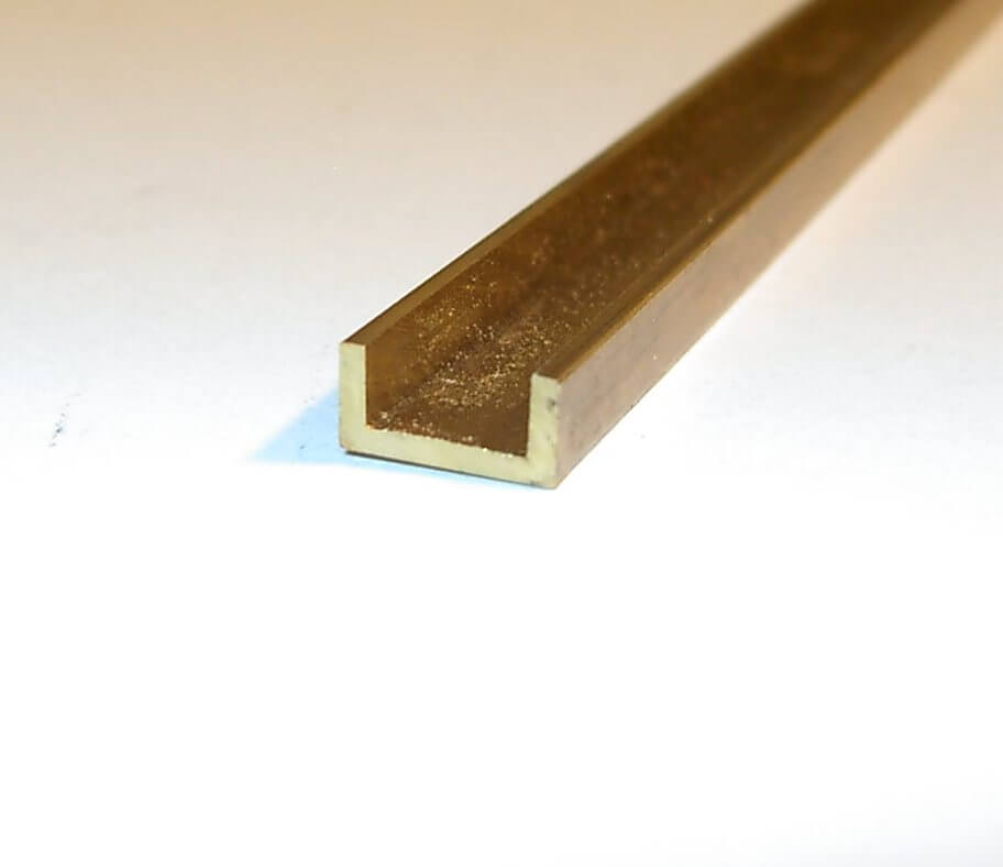 Messing U-Profil, 1m lang, 1,5x1,5 mm,   Materialstärke