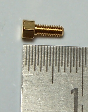 6-Kant-Modellschraube M2,0 x 5 Messing, SW 3,0mm Kopfhöhe