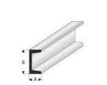 Kunststoff-Profil Kanal-U-Profil 2,0x4,0mm. 1m lang, weiss