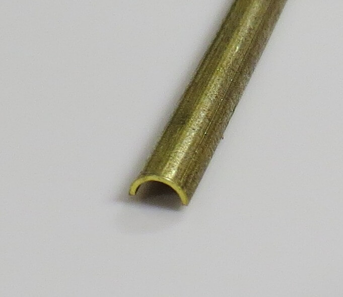 Halbrundrohr-Messing 4,0x2,0mm, 1mtr.  CuZN37 - CW508L