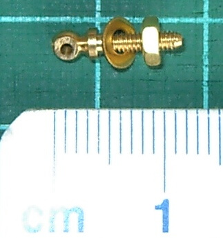 Augbolzen, Messing, M2, mit Scheibe und  Mutter, 1 Stück