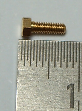 6-Kant-Modellschraube M2,0 x 6 Messing SW 3,0mm Kopfhöhe