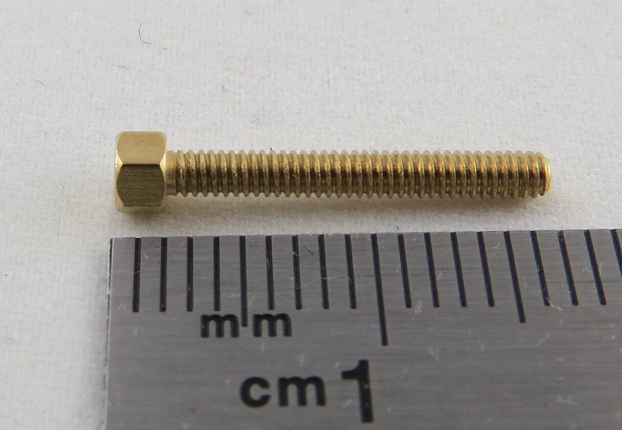 6-Kant-Modellschraube M2,0 x 15 Messing SW 3,0mm, Kopfhöhe