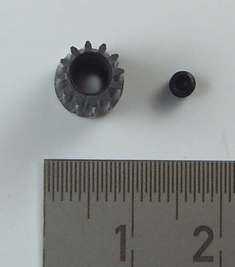 1 Stahl-Zahnrad Modul 0,5 12 Zähne Bohrung 4,0mm, passend