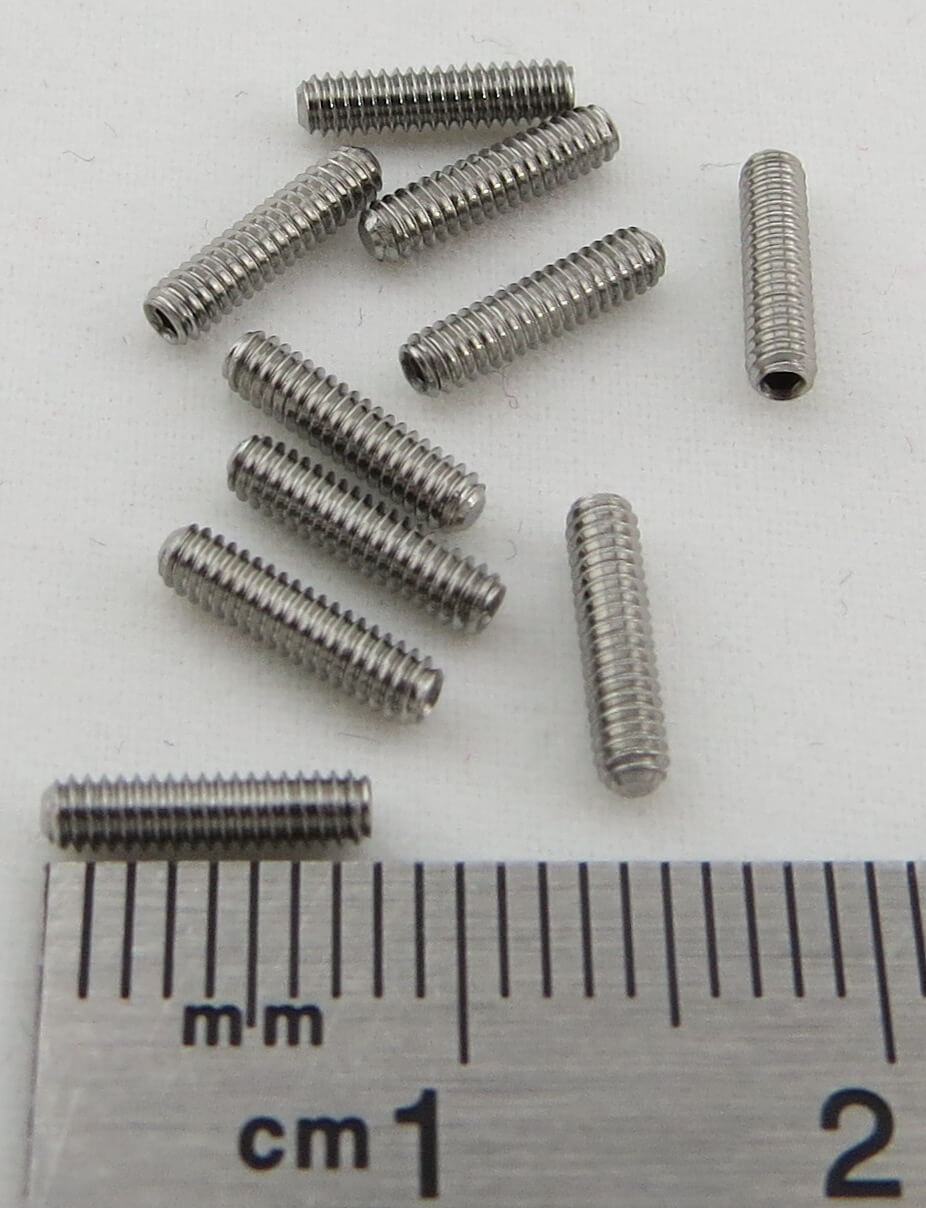 Gewindestift M2 x 8 DIN913, VA, 10 Stück. (Innen-Sechskant).