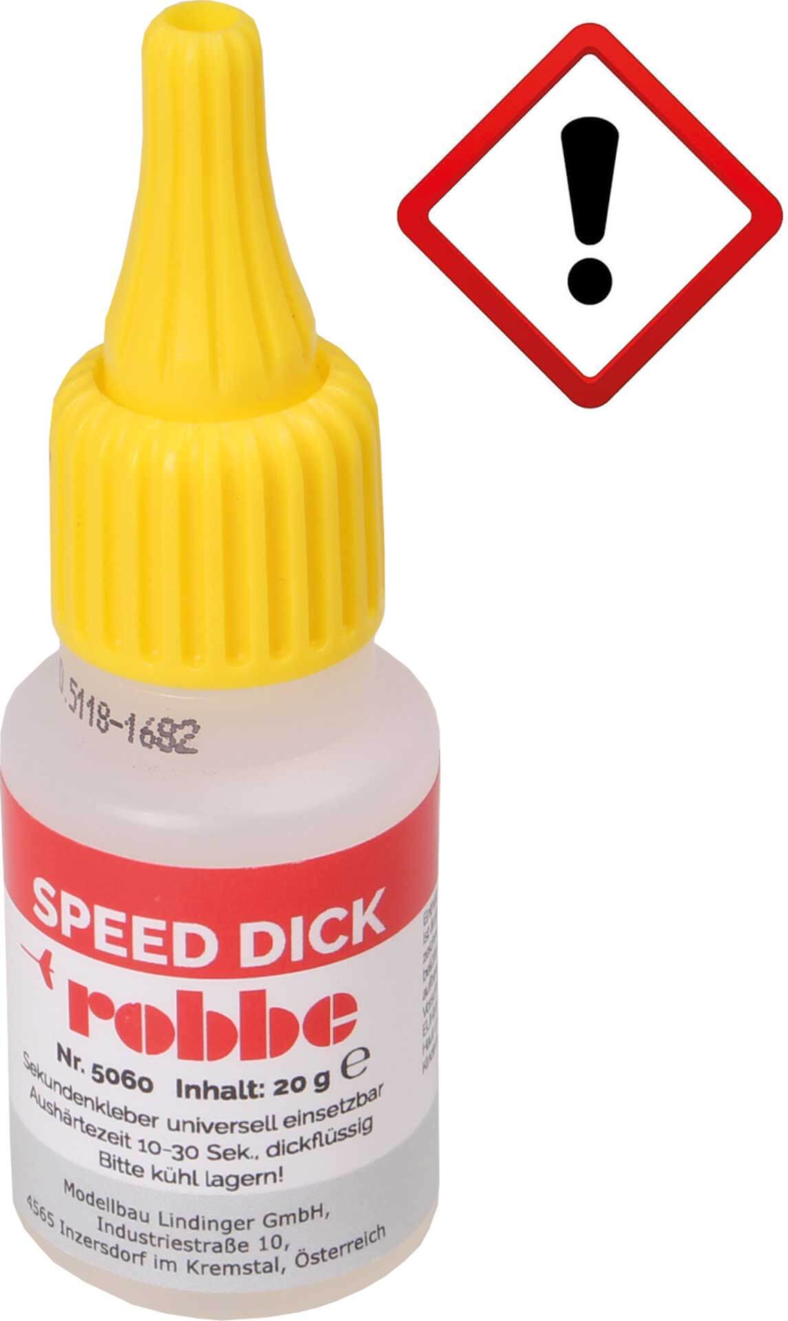 Sekundenkleber, DICKFLÜSSIG. 20gr. Fläschchen. Robbe DICK