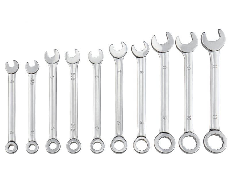 1x Mini-Ring-Maulschlüssel, 10-teilig.   (Gabelschlüssel).