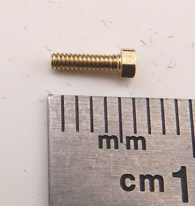 6-Kant-Modellschraube M1,4x5 Messing SW 2,0mm Kopfhöhe 1,0