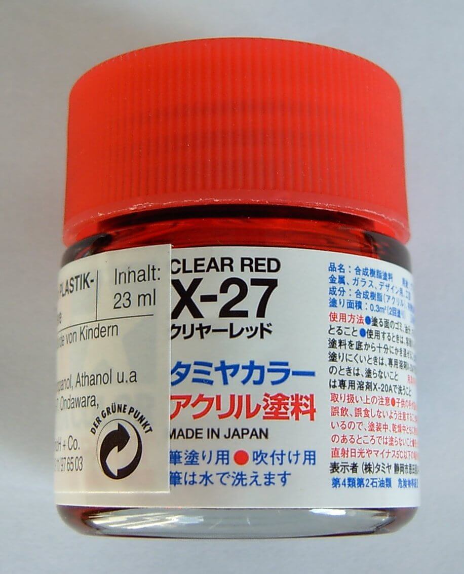 Acryl-Lack ca.23ml, klar rot glänzend X27 transparent, auc