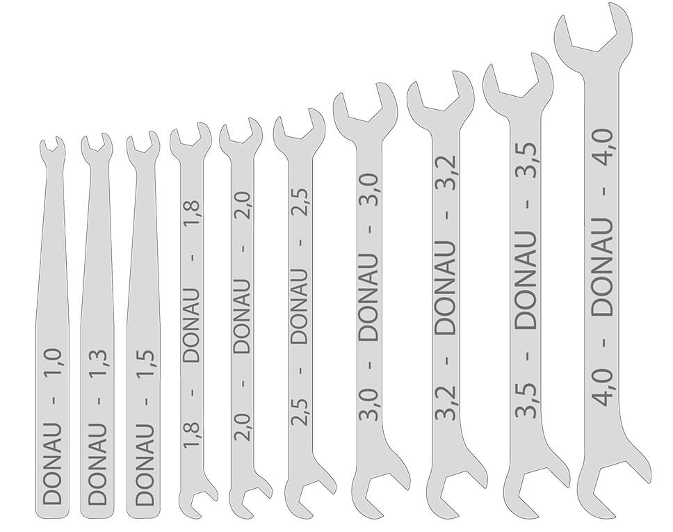 1x Micro-Maulschlüssel-Set, 10-teilig.   (Gabelschlüssel). 1