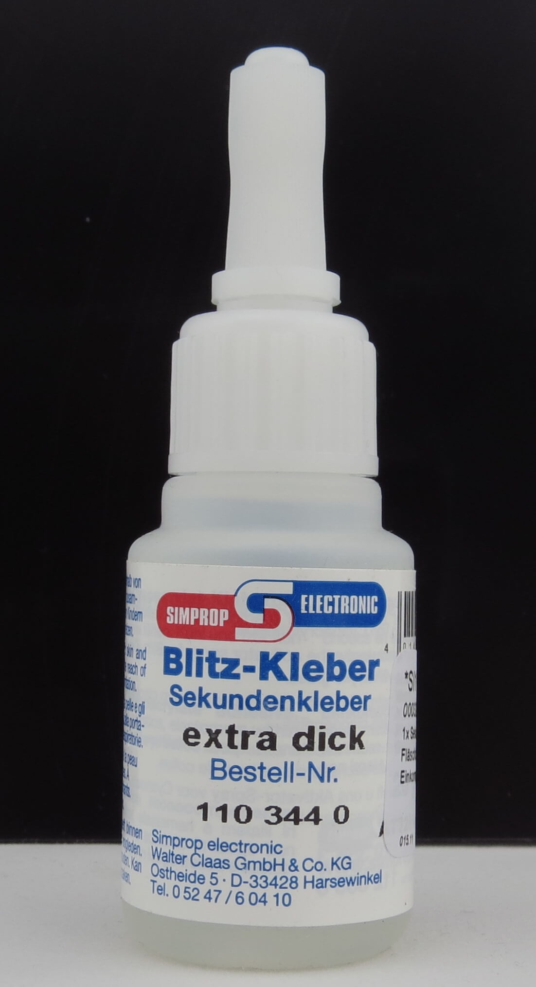1x Sekundenkleber, DICKFLÜSSIG. 20gr. Fläschchen. Hohes