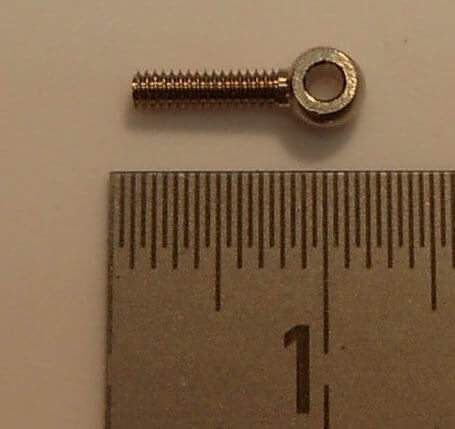 1x Augenschraube M2x11, MS vernickelt.   1 Stück. Kopf 4mm